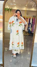 Flex cotton block printed can wear as one piece or a co ord set in orange