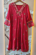Pretty Mul chanderi designer full suit set in pink with fully embroidery all over