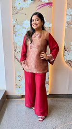 Pretty brocade designer super stylish and comfortable co ord set in maroon