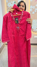 Pure cotton real mirror full suit set in pink