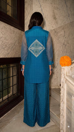 Premium natural crepe bandhani co ord in blue