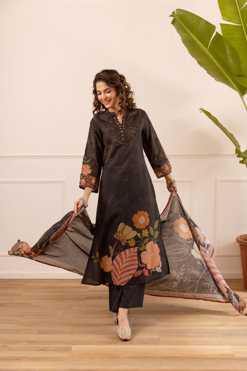 Super pretty cotton digital printed suit set