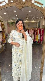 Pure Mul cotton lining chikankari suit set in white