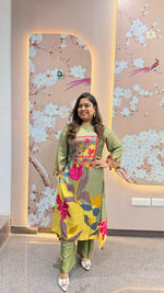 Super pretty Mul silk digital printed kurta pant in green