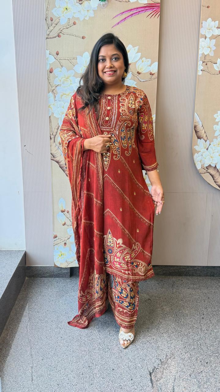 Super pretty pure crepe digital printed paired with plazzo pant