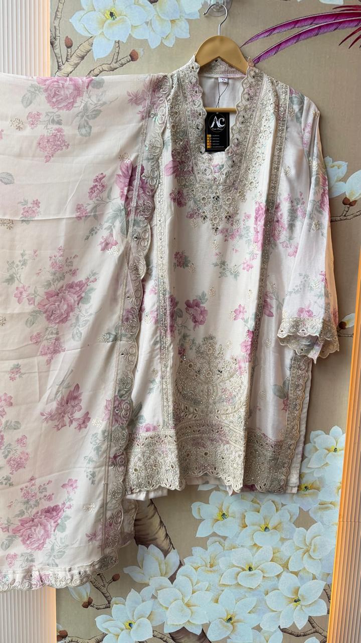 Premium tissue super gorgeous lace detailing plazzo set