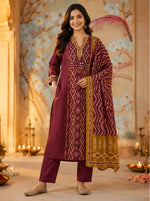 Pure cotton front n back Ikkat panel full suit set