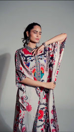 Pure muslin silk digital printed kaftan set