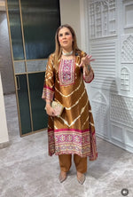 Gaji silk lining Co ord in brown n wine