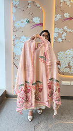 Linen chanderi githan work suit set