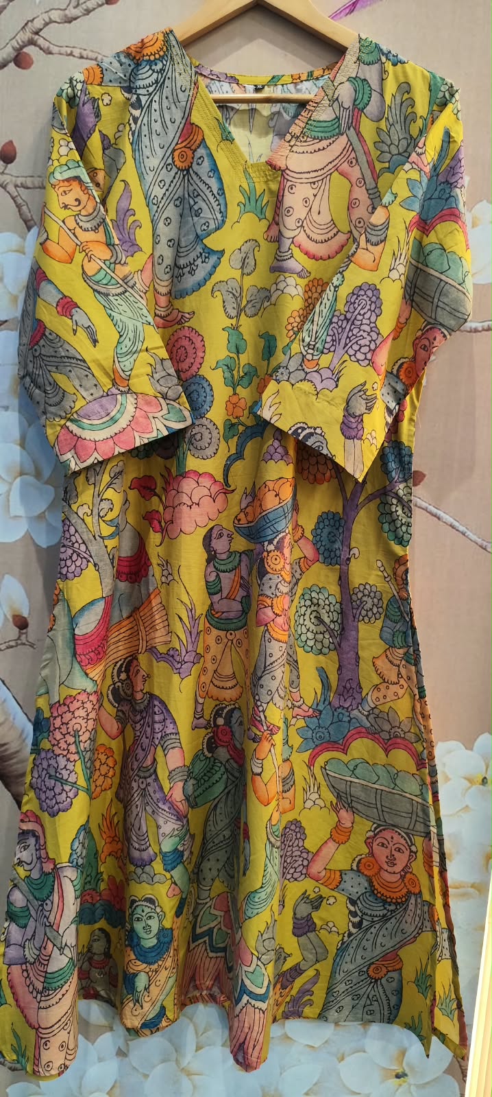 Line Cotton Kurta Pant in Yellow