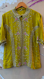 Premium chinon fully embellished co ord set in green