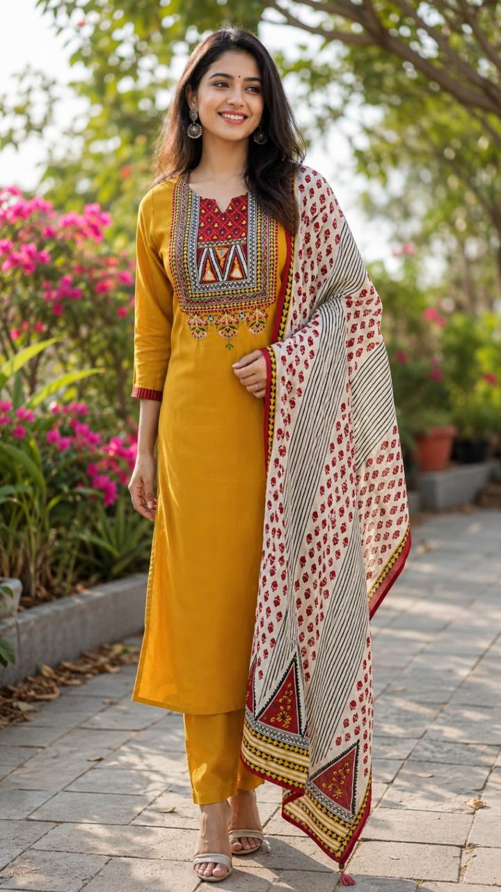 Pretty gaji silk suit set in yellow