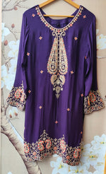 Beautiful purple heavy plazzo pant suit set with intricate detailing