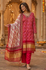 Russia silk lakri patta mul lining suit set in red ( true to size )
