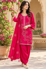 Premium chinon handwork farshi salwar suit set in pink