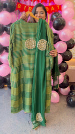 Pretty tissue suits with designer back n dupatta in green slim fit