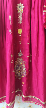 Super wow double layer Mul chanderi suit set in Rani pink