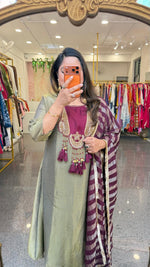 Premium glass tissue lining suit set slim fit but extra margin available in green