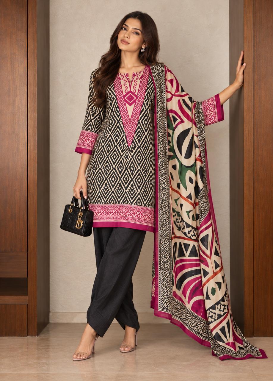 Pure crepe farshi salwar suit set with pure crepe dupatta
