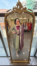 Premium glass tissue lining suit set slim fit but extra margin available in green