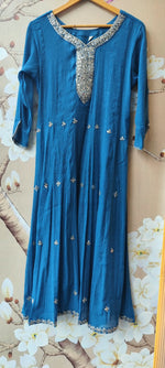 Premium chinon handwork full suit set in royal blue