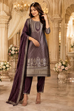 Premium Banarasi weaved silk suit set in wine