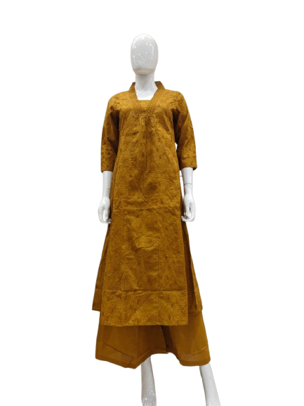 Restocked in new colour! Pretty mustard embroidery kurta pant