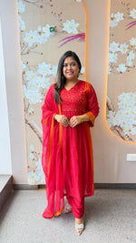 Pure Mul chanderi lining suit set with Banarasi in orange n pink