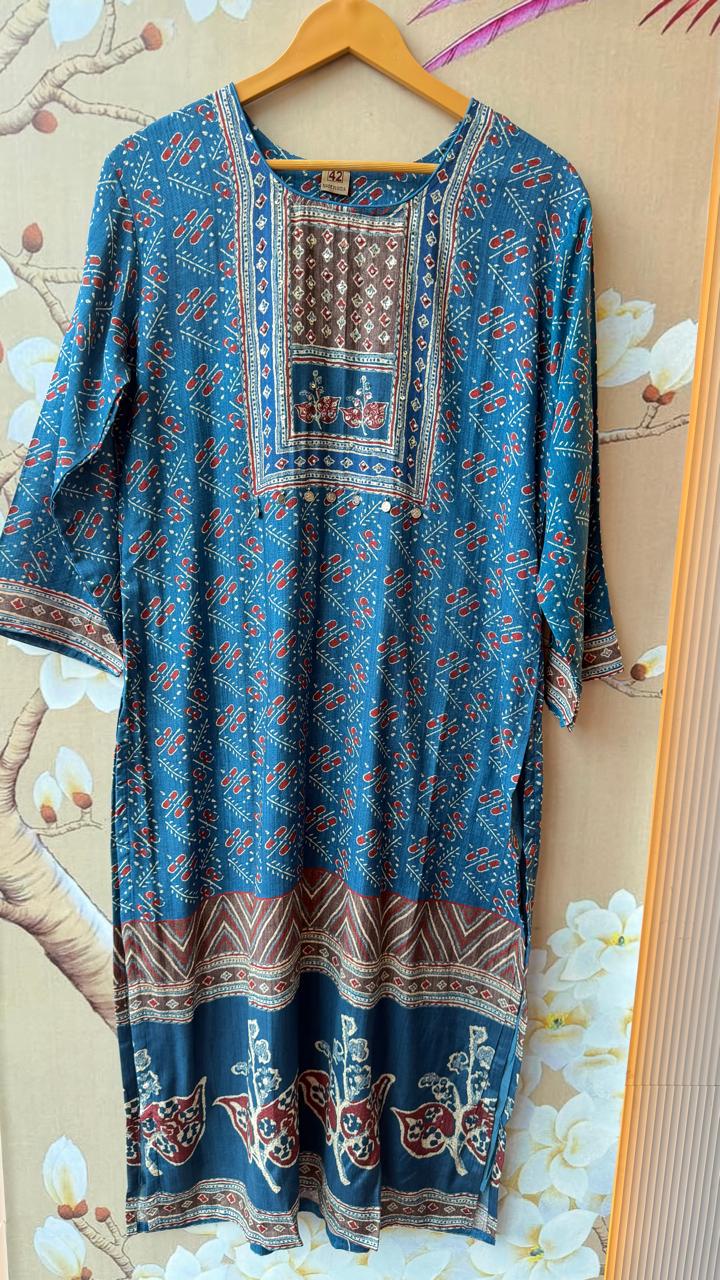 Pure Mul silk lining suit set in blue