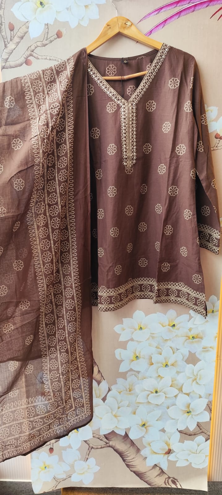 Pure cotton brown farshi salwar suit set