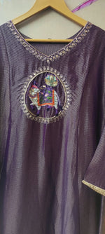 Tissue applique suit set in purple