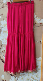 Premium chinon beautiful handwork all over in Rani pink