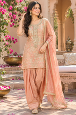 Premium brocade farshi salwar suit set in pink