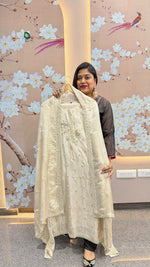 Restocked premium tissue with pearl detailing suit in ivory ( true to size )
