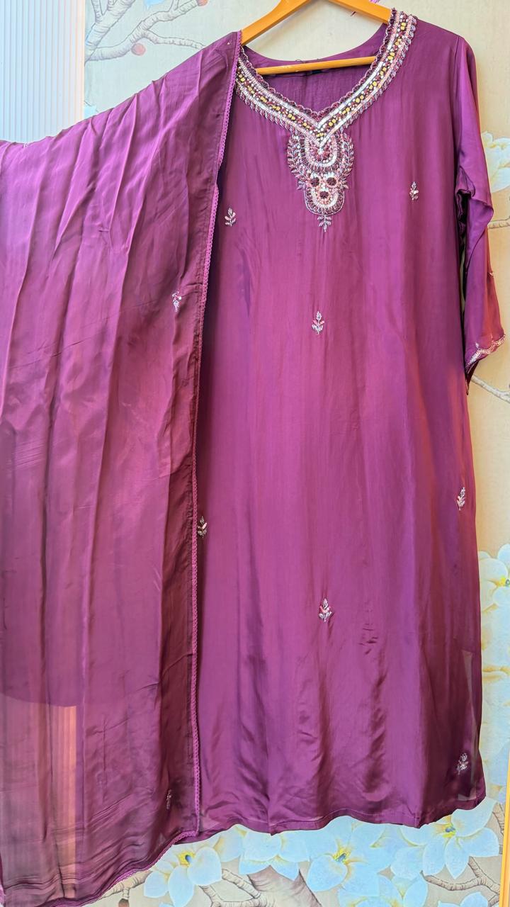 Premium chinon handwork full suit set in wine