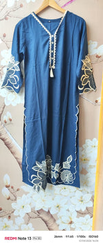Applique kurta pant in blue