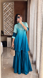 Real mirror ombre silk co ord in blue