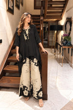 Premium crepe designer co ord in black comes with inner
