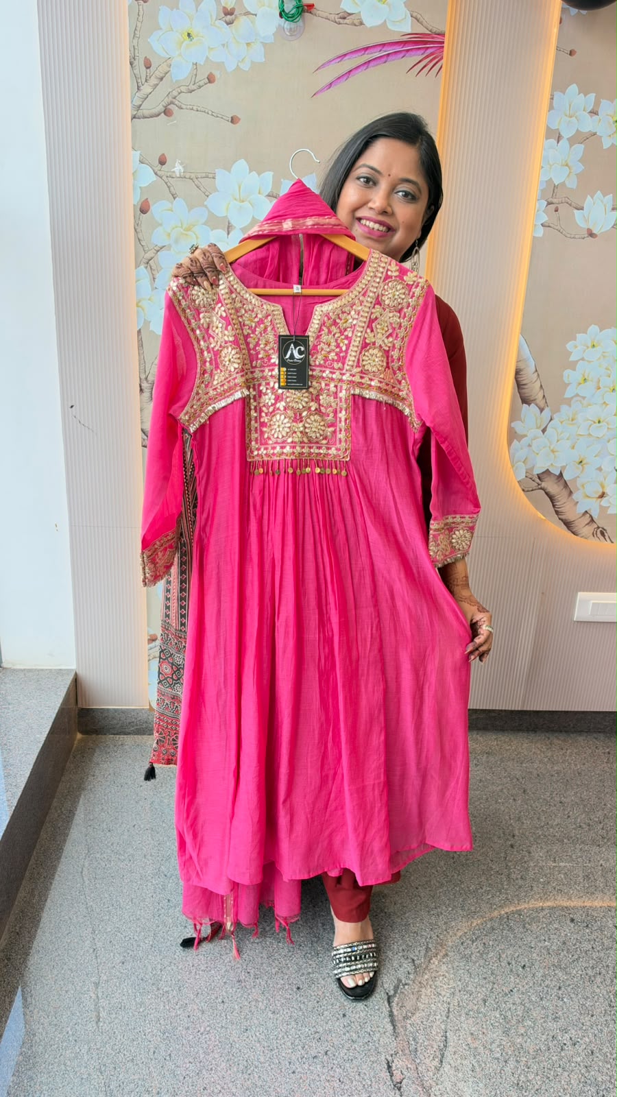 Super premium gotta detailing Mul chanderisuit in pink