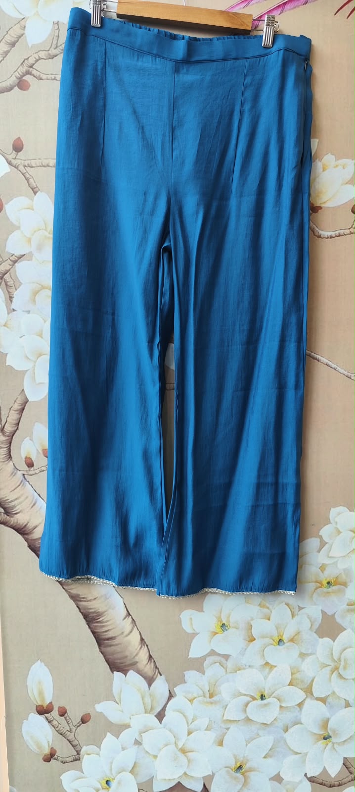Premium chinon handwork full suit set in royal blue