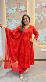 Pure cotton real mirror full suit set in red