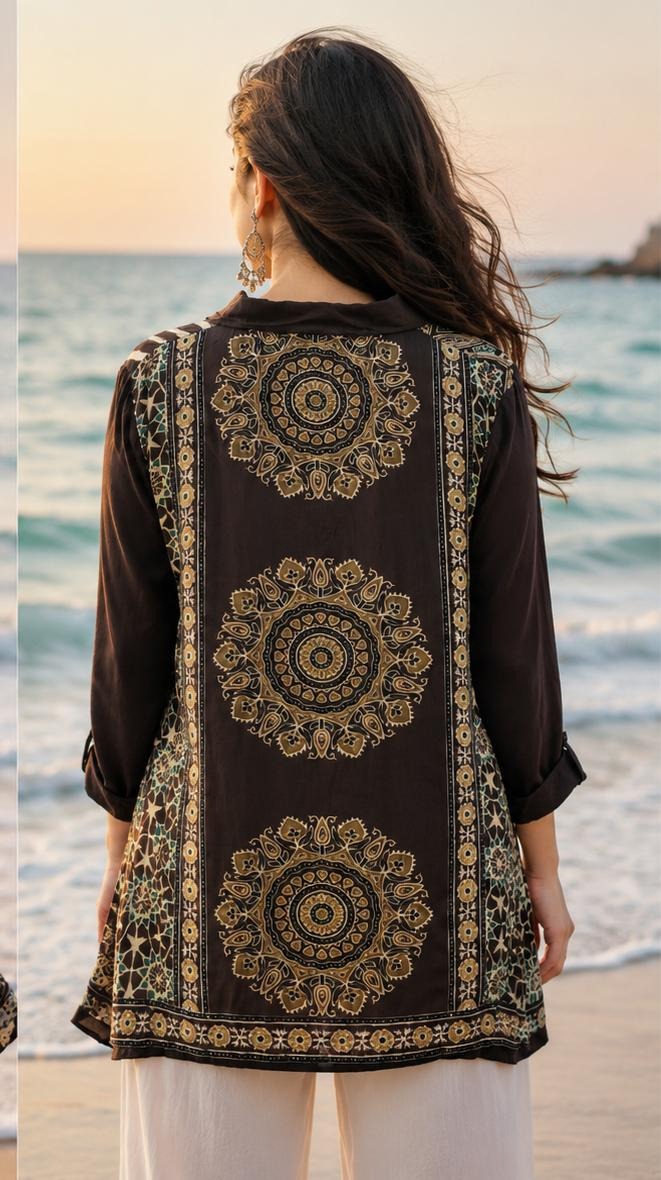 Pure crepe digital printed shirt