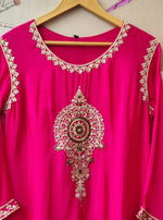 Premium chinon beautiful handwork all over in Rani pink