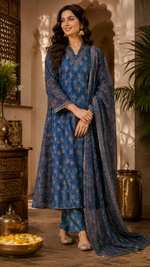 Pretty blue Kalamkari full suit