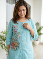 Pretty cotton applique co ord set in blue