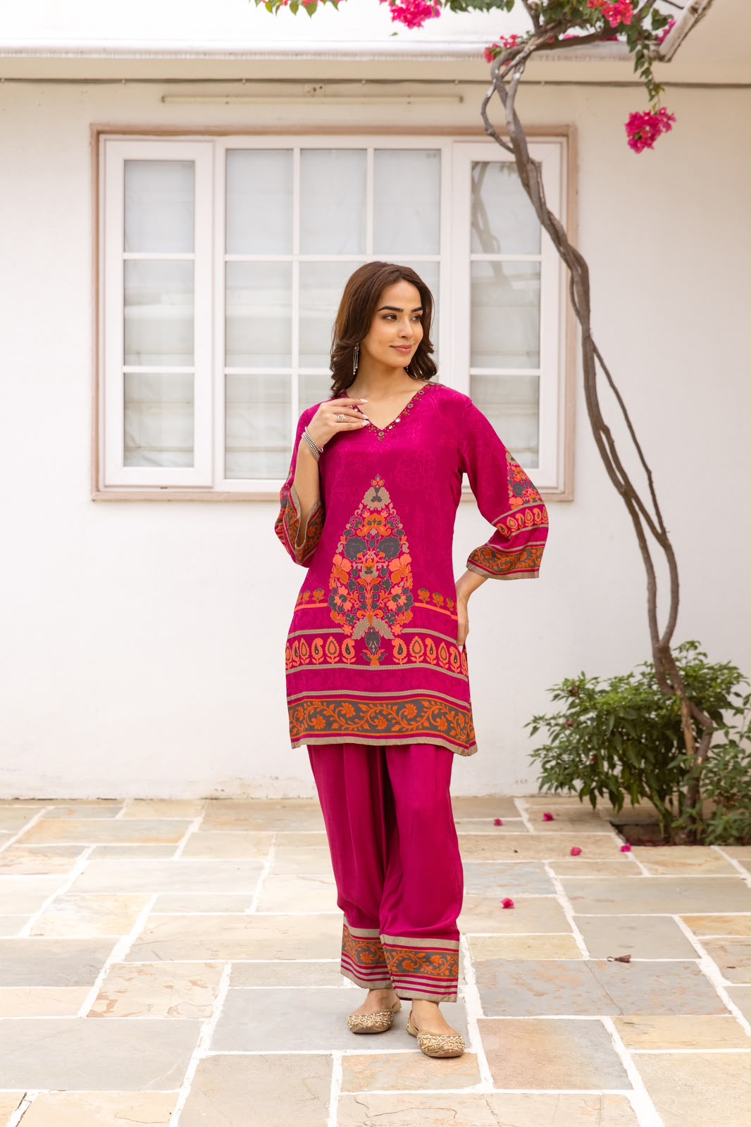 Pure crepe silk designer farshi salwar co ord set