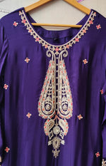 Beautiful purple heavy plazzo pant suit set with intricate detailing