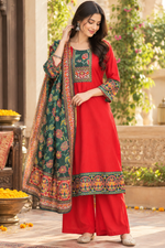 Premium Russian silk Patola red n green