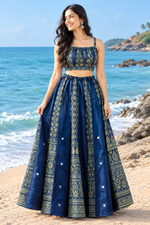 Gaji silk real mirror Kalamkari skirt